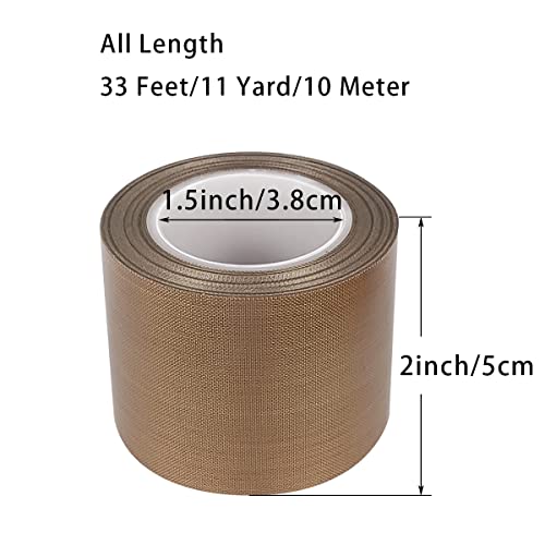 FRIGIIRE PTFE Telfon Tape high Temperature Tape Welding Sealing Tape for Vacuum Sealer Machine(Brown, 50mm x 11yards(33feet) x 0.18mm) - Image 2