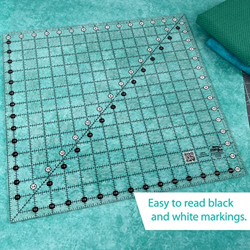 Creative Grids Quilt Ruler 15-1/2in x 15-1/2in Square – CGR15 – Made in USA, Non-Slip Grip Acrylic Quilting, Sewing, Crafting, Patchwork Ruler for Measuring & Cutting Fabric - Image 2