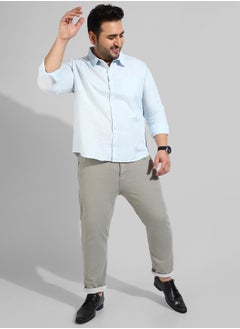 Instafab Plus Men's Solid Light Blue Regular Fit Casual Shirt  - Image 5