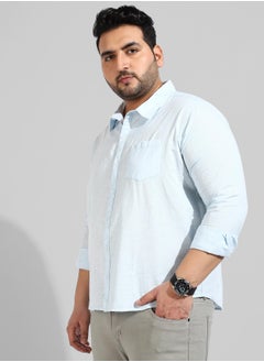 Instafab Plus Men's Solid Light Blue Regular Fit Casual Shirt  - Image 3