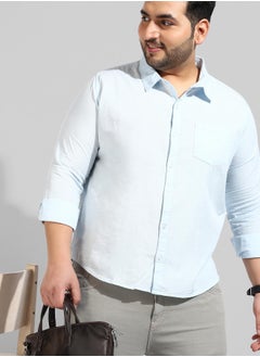 Instafab Plus Men's Solid Light Blue Regular Fit Casual Shirt  - Image 1