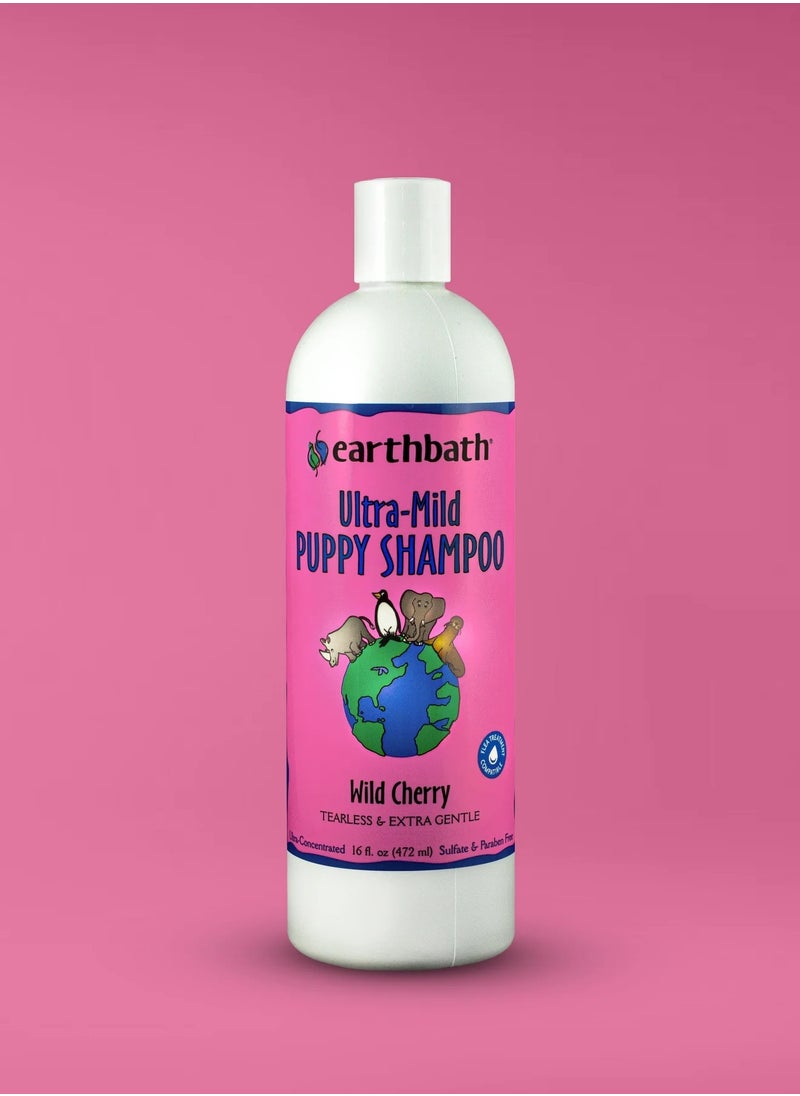 earthbath Ultra Mild Puppy Shampoo Wild Cherry Tearless And Extra Gentle Made In USA 472ml  - Image 1