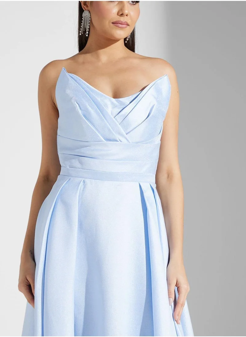 Akadia Fashion Draped Neck Tiered Dress