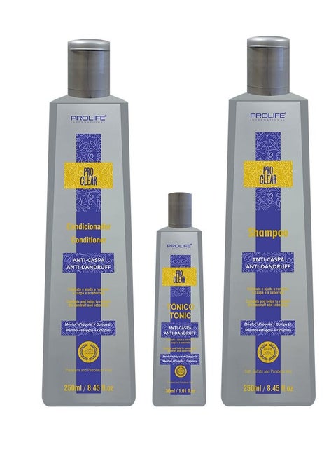 ProClear Anti Dandruff Kit Contains Menthol Propolis and Octopirox Instant result removing dandruff 250mlX2 + 30ml Tonic Made in Brazil
