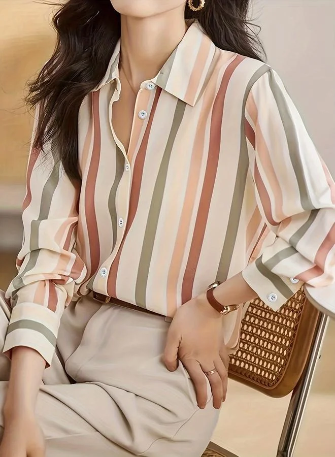 Take Two Striped Long Sleeve Buttoned Shirt