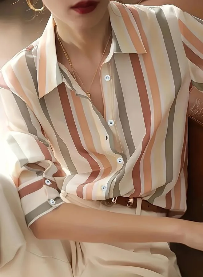 Take Two Striped Long Sleeve Buttoned Shirt