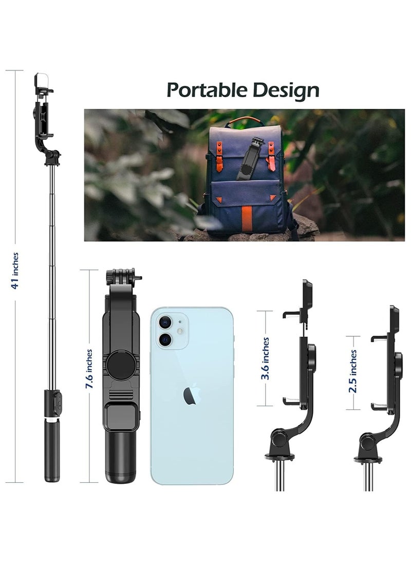SUKILO Bluetooth Selfie Stick Tripod with Rechargeable Fill Light – 104cm Extendable Stand, Dimmable Lighting, Remote Control – for Vlogging, YouTube, GoPro & Smartphones - Image 3