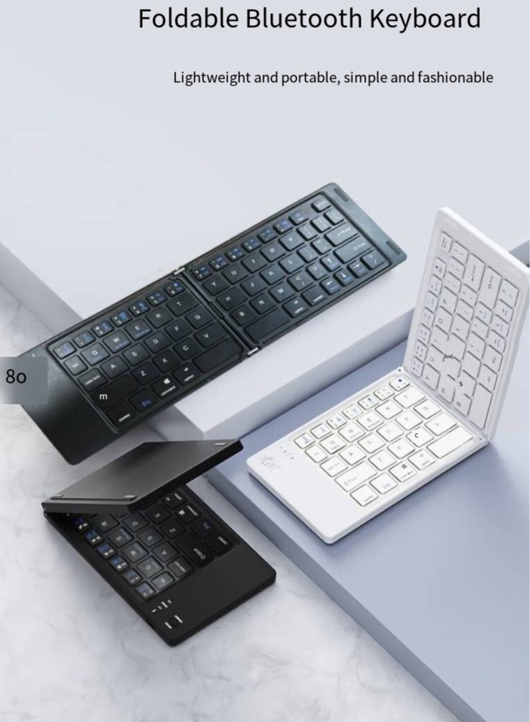 Wireless Bluetooth Two Folding Mini Keyboard Tablet Mobile Phone Notebook Three Systems Universal Portable Compact Keyboard - Image 3