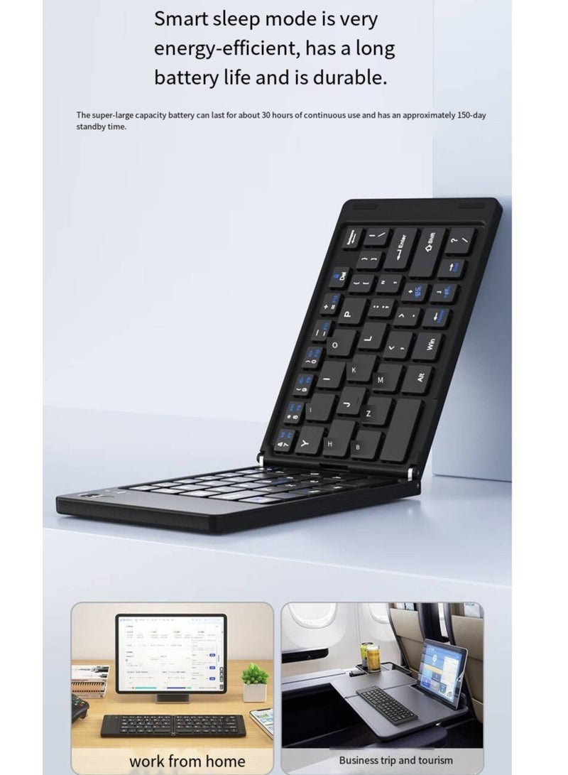 Wireless Bluetooth Two Folding Mini Keyboard Tablet Mobile Phone Notebook Three Systems Universal Portable Compact Keyboard - Image 5
