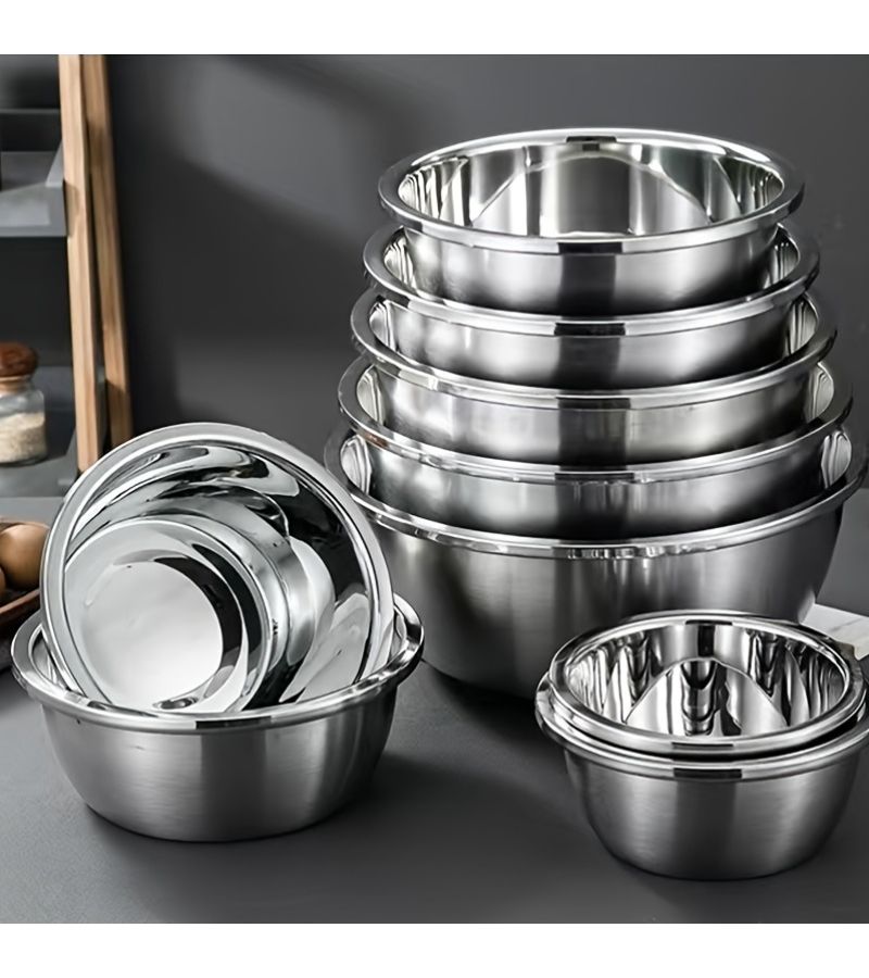 A 3 Piece Stainless Steel Mixing Bowl Set 7.87 10.24 14.17 Inch Dough Kneading Basin Baking Food Preparation Bright Surface Easy To Clean Dishwasher Safe - Image 4
