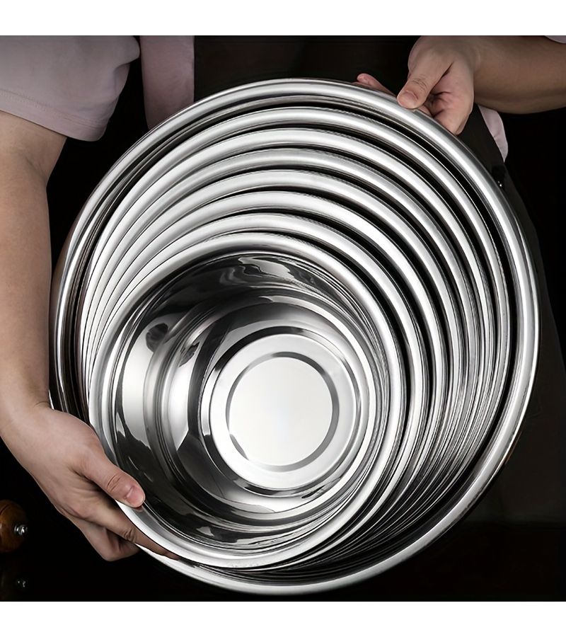 A 3 Piece Stainless Steel Mixing Bowl Set 7.87 10.24 14.17 Inch Dough Kneading Basin Baking Food Preparation Bright Surface Easy To Clean Dishwasher Safe - Image 3
