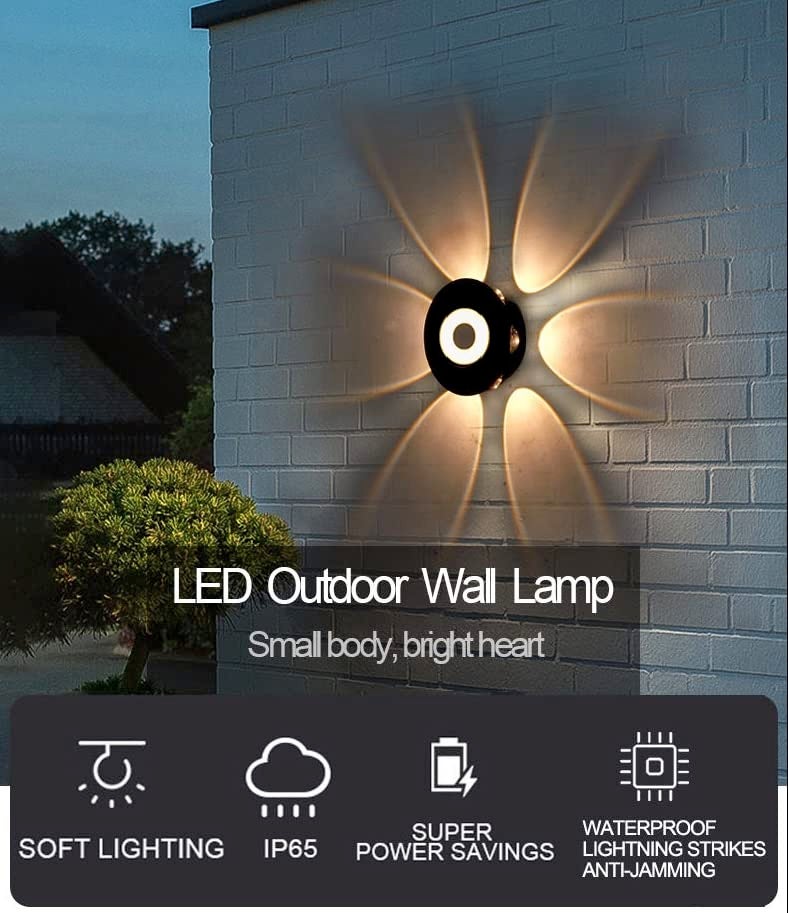 Groeien Plastic 12 (Pack Of 4) Watts Led Round Shape Six Way Indoor Outdoor Waterproof Wall Light (Warm White) (4) - Image 4