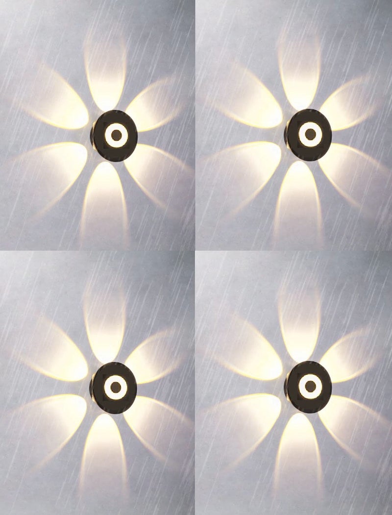 Groeien Plastic 12 (Pack Of 4) Watts Led Round Shape Six Way Indoor Outdoor Waterproof Wall Light (Warm White) (4) - Image 1