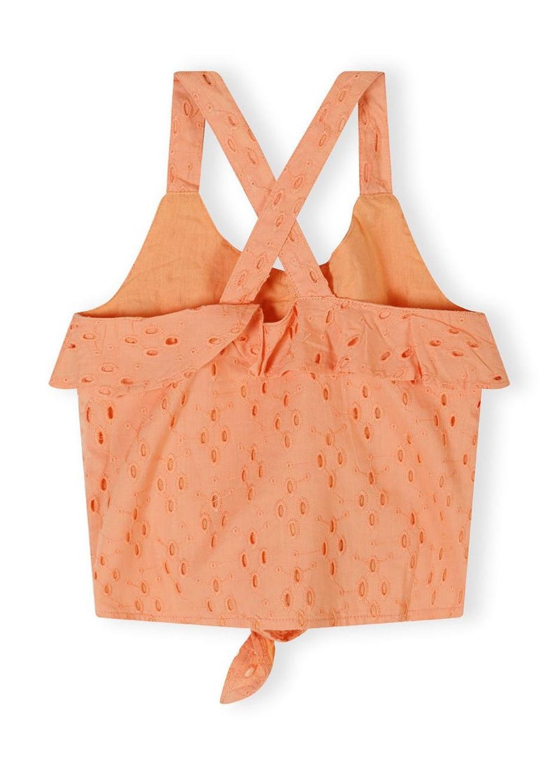MINOTI Girls Strappy Cotton Top with Frills and Buttons - Image 2