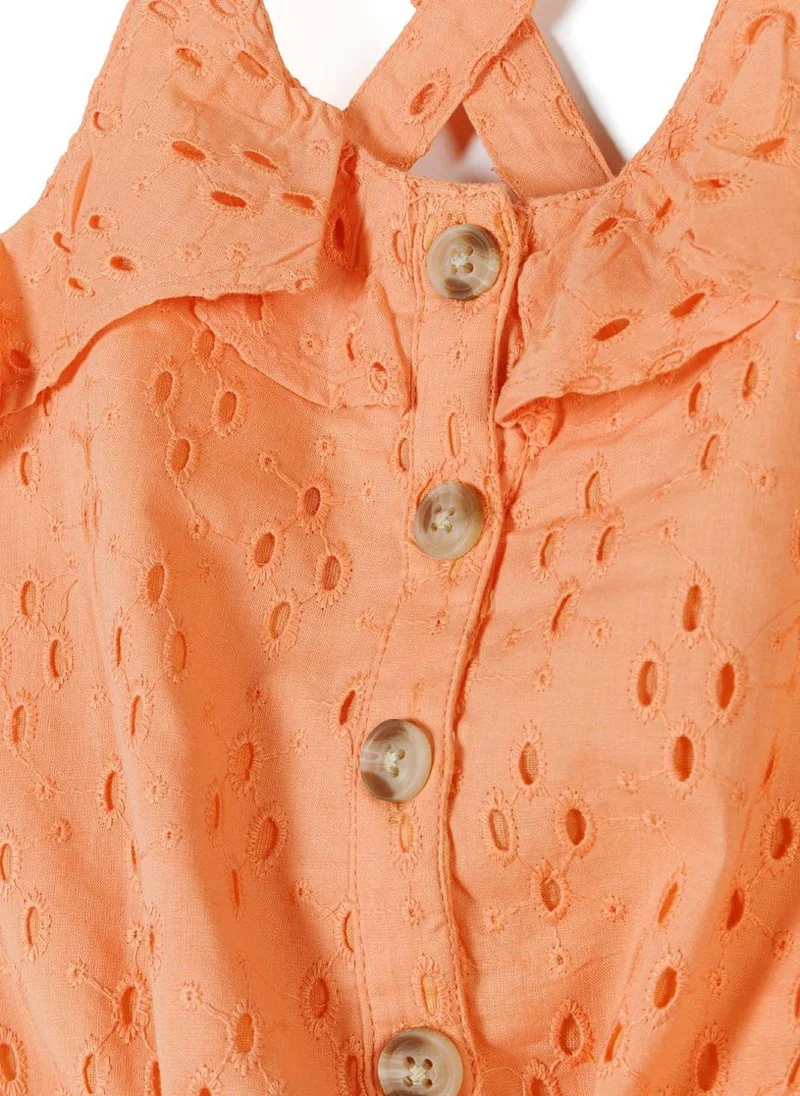 MINOTI Girls Strappy Cotton Top with Frills and Buttons