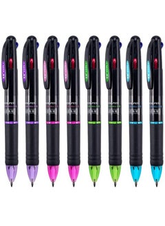 SYOSI 8Pcs Multicolor Ballpoint Pens, Retractable 4 in-1 Color Pens, 0.7mm Fine Tip Pens for Office School Supplies Planner Writing Diary Gift Pen  - Image 1