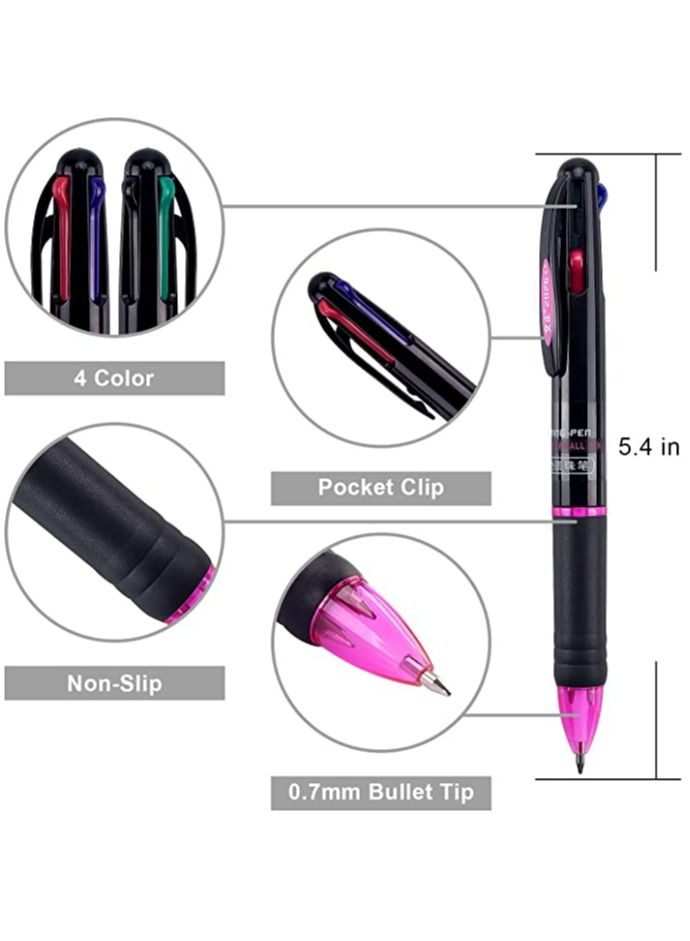 SYOSI 8Pcs Multicolor Ballpoint Pens, Retractable 4 in-1 Color Pens, 0.7mm Fine Tip Pens for Office School Supplies Planner Writing Diary Gift Pen  - Image 2