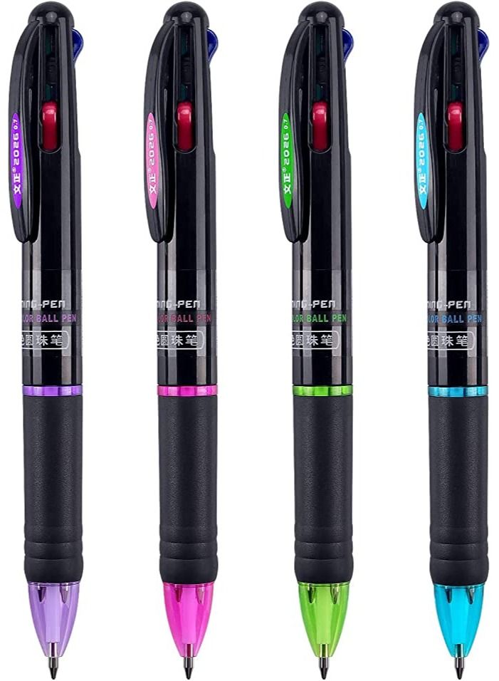 SYOSI 8Pcs Multicolor Ballpoint Pens, Retractable 4 in-1 Color Pens, 0.7mm Fine Tip Pens for Office School Supplies Planner Writing Diary Gift Pen  - Image 3