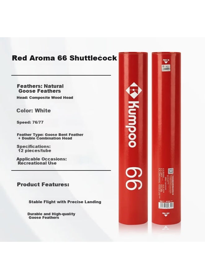 Kumpoo Daily Entertainment Training Shuttle, d Goose Feather Shuttle, Red 66mm, One Tube Of 12 Pieces (76 Speed) - Image 2