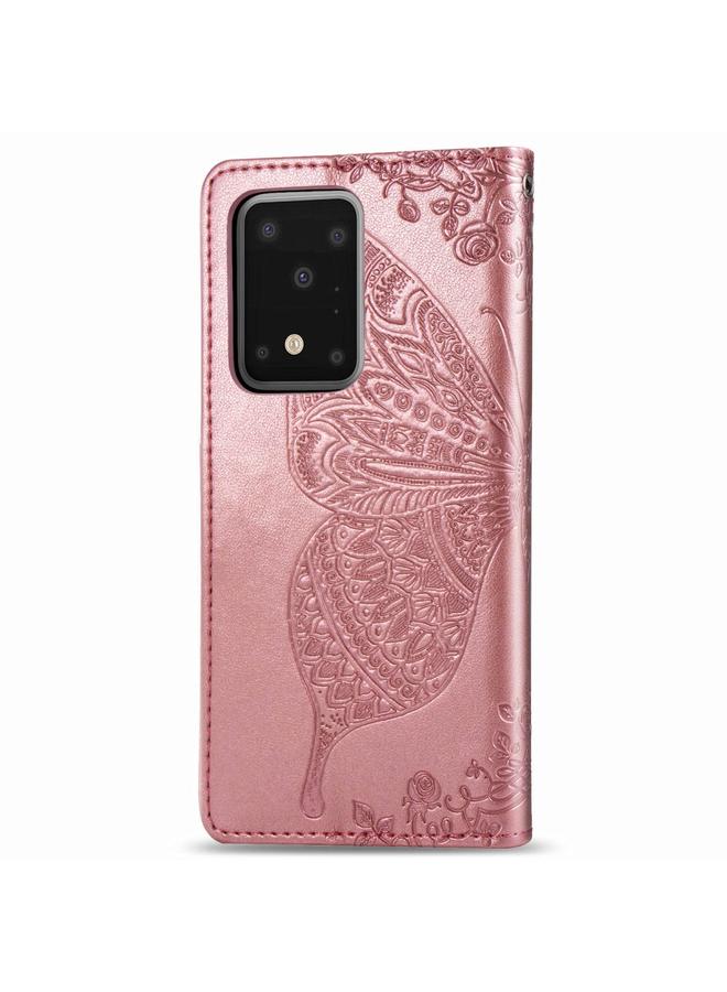 اس-توب جراب لهاتف Samsung Galaxy S20 Ultra، جراب جلدي قلاب أفقي منقوش عليه زهرة حب الفراشة مع حامل / فتحة بطاقة / محفظة / حبل - Image 4