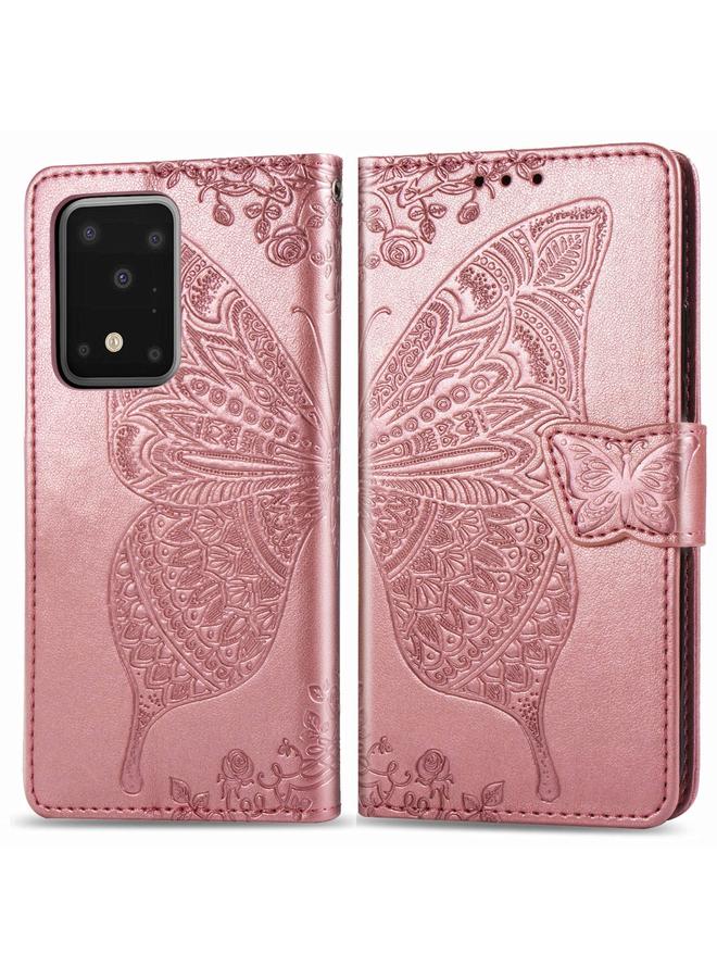 اس-توب جراب لهاتف Samsung Galaxy S20 Ultra، جراب جلدي قلاب أفقي منقوش عليه زهرة حب الفراشة مع حامل / فتحة بطاقة / محفظة / حبل - Image 1