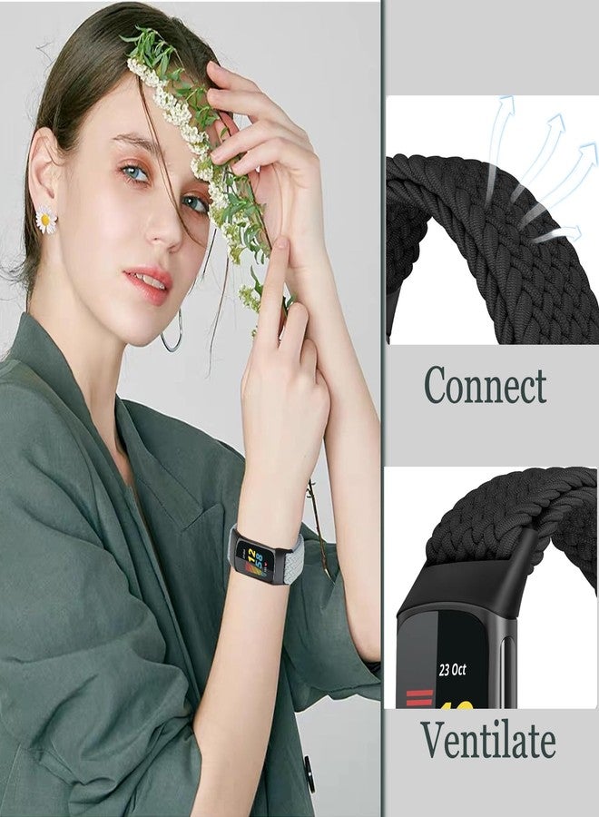 ShuYo Braided Stretchy Solo Loop Compatible for Fitbit Charge 5 Bands for Women Men, Nylon Elastic Straps Wristbands for Fitbit Charge 5, 5 Packs B - Image 3