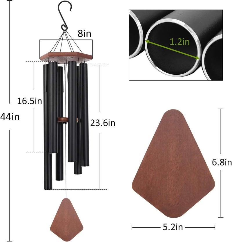 ASTARIN Wind Chimes for Outside Large Deep Tone, 44 Inch Black Memorial Windchimes, Outdoor Wind Chimes Gifts for Housewarming, Mother's Day, Christmas, Patio Garden Yard Decoration - Image 2