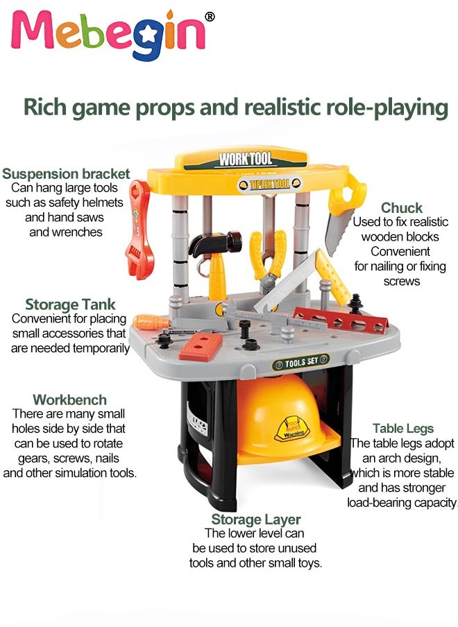 MEBEGIN Tool Workbench STEM Toy Tool Play Set 36 Pieces Construction Work Shop Toy Tool Kit Preschool Toy Gift for Kids  - Image 2
