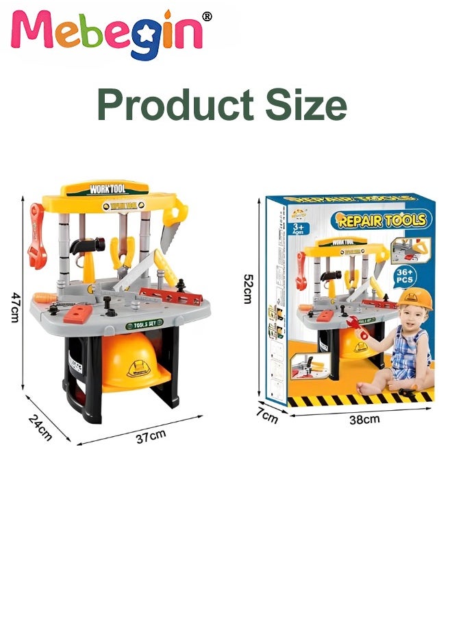 MEBEGIN Tool Workbench STEM Toy Tool Play Set 36 Pieces Construction Work Shop Toy Tool Kit Preschool Toy Gift for Kids  - Image 3