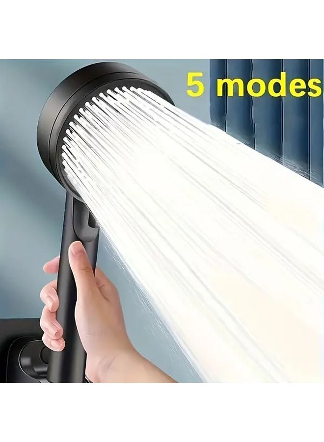 Gray High Pressure Shower Head 5 Spray Modes Water Saving Adjustable Easy Installation - Image 2