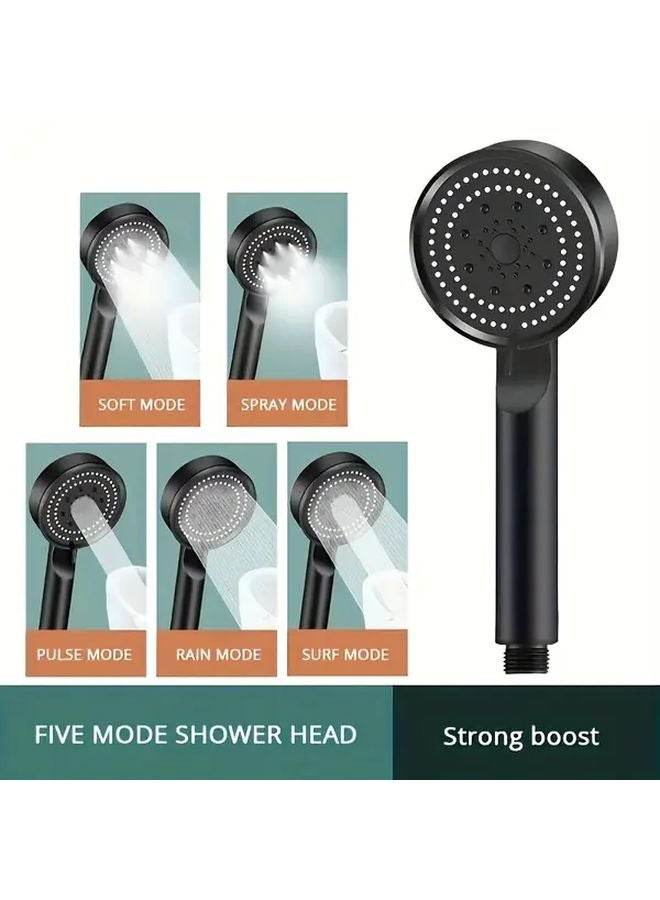 Gray High Pressure Shower Head 5 Spray Modes Water Saving Adjustable Easy Installation - Image 3