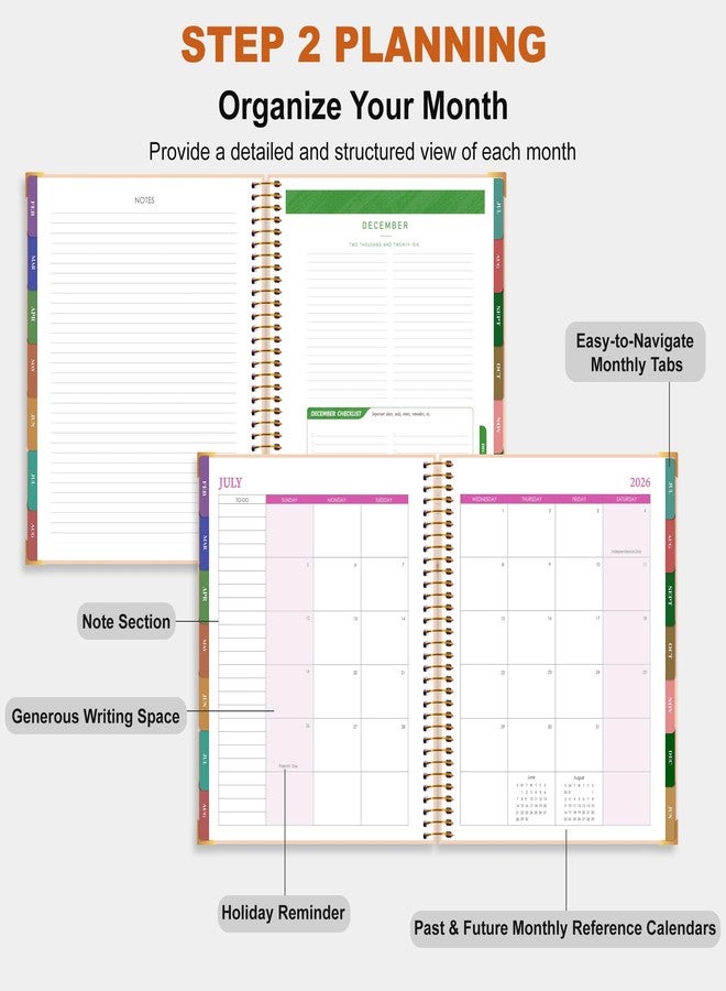 CAGIE Planner 2026-2027, 18 Month Weekly and Monthly Planner Calendar with Tabs, Jul 2026-Dec 2027, Large 8.5" x 11" A4 Hardcover Spiral Agenda Planner, Colorful Art Tree Design for Home, Work, School and Teacher - Image 3