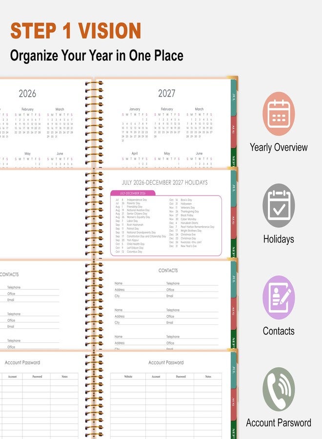 CAGIE Planner 2026-2027, 18 Month Weekly and Monthly Planner Calendar with Tabs, Jul 2026-Dec 2027, Large 8.5" x 11" A4 Hardcover Spiral Agenda Planner, Colorful Art Tree Design for Home, Work, School and Teacher - Image 2