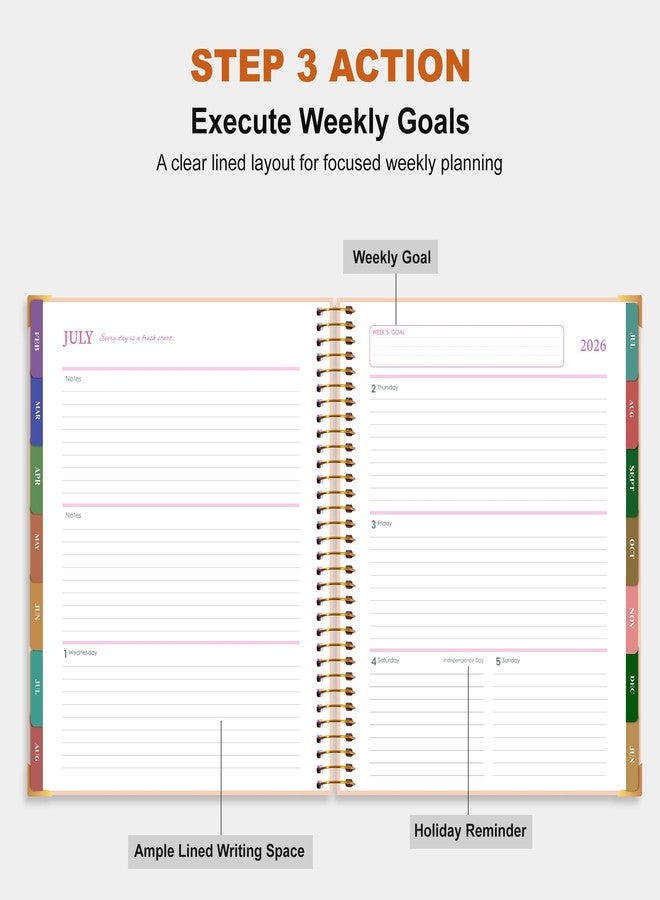 CAGIE Planner 2026-2027, 18 Month Weekly and Monthly Planner Calendar with Tabs, Jul 2026-Dec 2027, Large 8.5" x 11" A4 Hardcover Spiral Agenda Planner, Colorful Art Tree Design for Home, Work, School and Teacher - Image 4