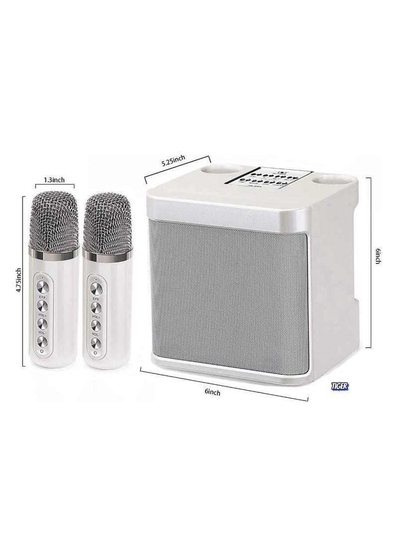 JAJEEK Rechargeable Speaker and Microphone Set | 1pc HD Sound Speaker & 2pcs Voice Changing Microphones Set | Portable High-Quality Deep Bass Stereo Soundbox (Beige) | Ideal for Karaoke, Parties, and Events - Image 2