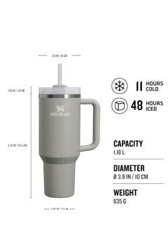Stanley Stanley Quencher H2.0 FlowState Tumbler 1.2L (40oz) – Reusable Stainless Steel Water Bottle with Rotating Lid, Straw & Carry Handle – Keeps Drinks Cold for 11 Hours, Iced for 48 Hours – Dishwasher Safe Travel Mug for Hot & Cold Beverages – Ash Grey  - Image 2