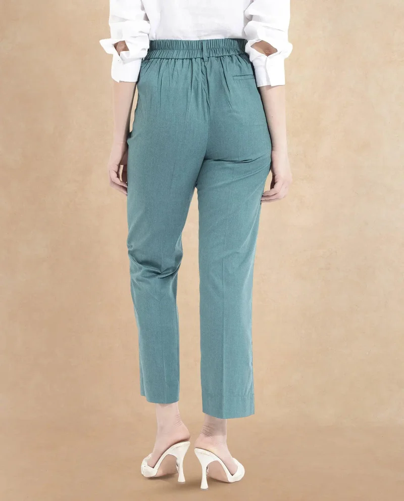 Rareism Women's Tie-Up Closure Straight Fit Ankle-Length Trouser