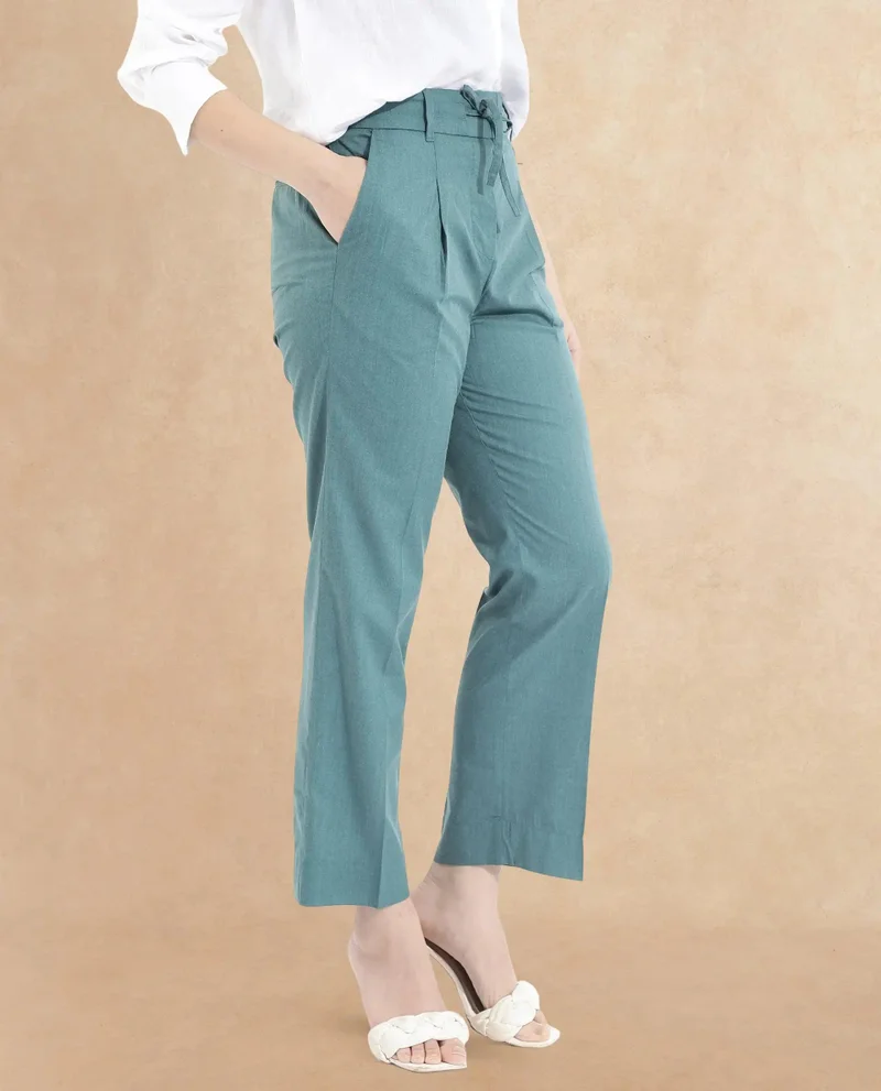 Rareism Women's Tie-Up Closure Straight Fit Ankle-Length Trouser