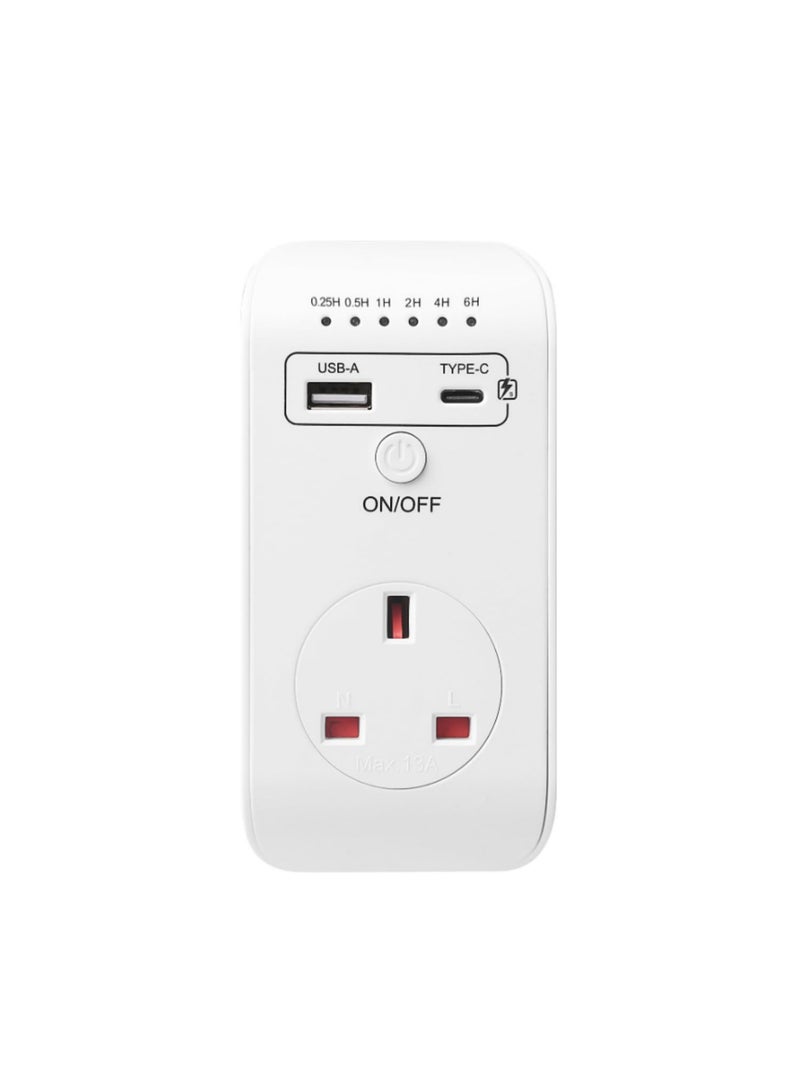 1pcs UK Smart Timing Socket Controller Automatic Power-off Programmable Countdown Timer Switch 230V Charger With USB Type-C - Image 1