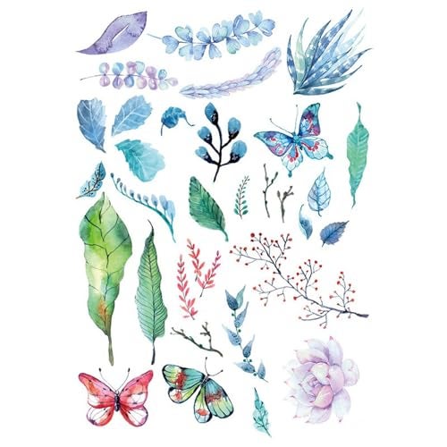 S.A.V.I Colorful Temporary Tattoo - Butterflies, Leaves & Flowers for Men & Women, 21x15cm - Image 3