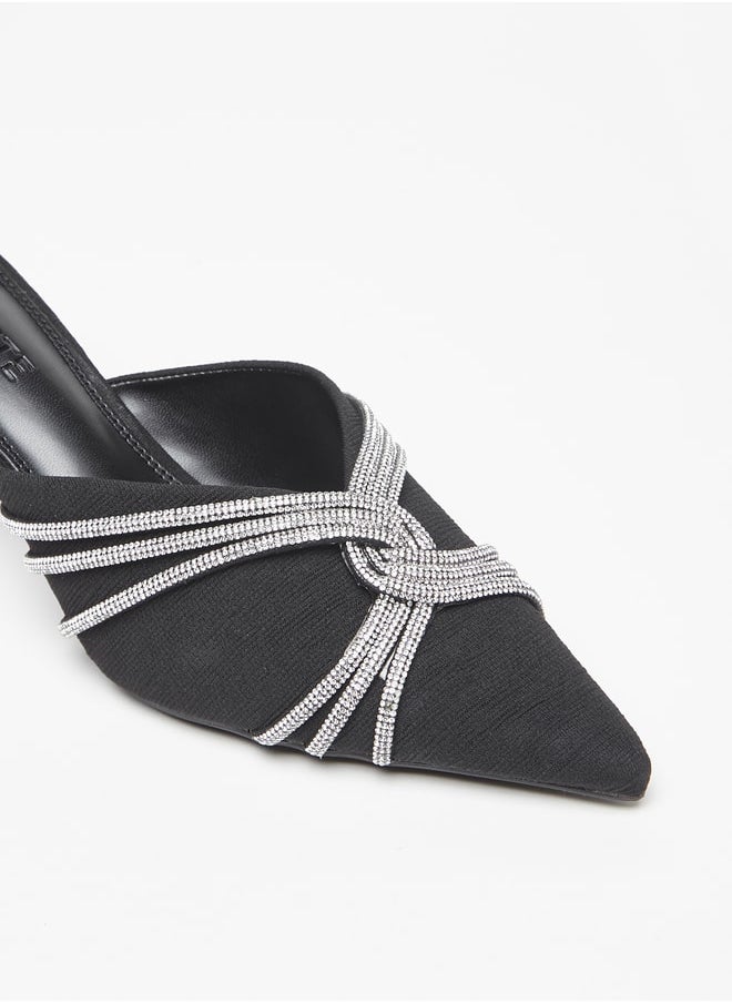 Celeste - Women's Embellished Slip-On Mules with Stiletto Heels - Image 1