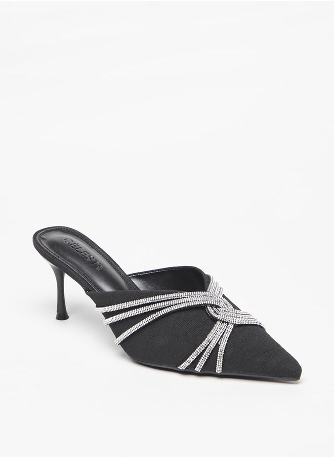 Celeste - Women's Embellished Slip-On Mules with Stiletto Heels - Image 1