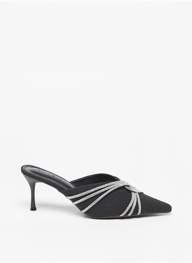 Celeste - Women's Embellished Slip-On Mules with Stiletto Heels - Image 1