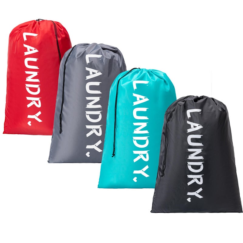 Aegero 4 Pack Xl Travel Laundry Bag, Machine Washable Dirty Clothes Organizer With Drawstring,Large Enough To Hold 4 Loads Of Laundry, Easy Fit A Laundry Hamper Or Basket Travel Essentials 24"" X 36"" - Image 1