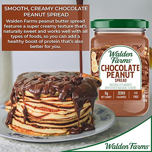 Walden Farms Chocolate Peanut Spread – Zero Calorie, Low Carb, Keto-Friendly, Vegan, Sugar-Free, Chocolate Peanut Flavor – 12 oz Bottle - Image 2