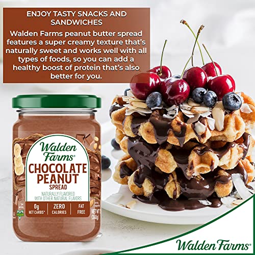 Walden Farms Chocolate Peanut Spread – Zero Calorie, Low Carb, Keto-Friendly, Vegan, Sugar-Free, Chocolate Peanut Flavor – 12 oz Bottle - Image 3