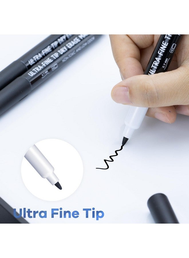 ماكتيك أقلام تحديد قابلة للمسح الجاف باللون الأسود برأس فائق الدقة، 0.7 مم، رائحة منخفضة، رأس دقيق للغاية للتخطيط على السبورة البيضاء، ولوحات التقويم، وعلامات السبورة البيضاء للمستلزمات المدرسية (12 قطعة) - Image 2