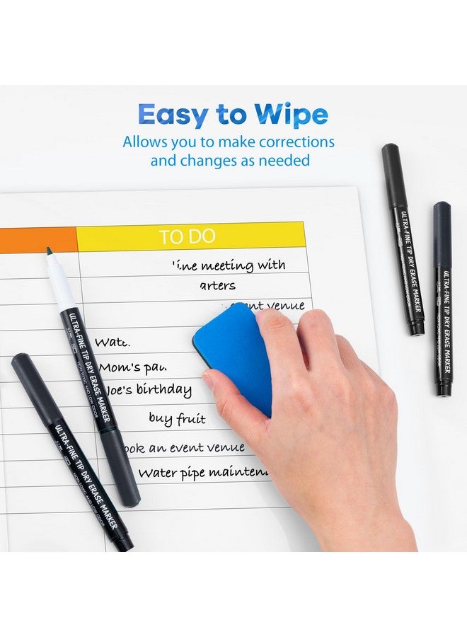 ماكتيك أقلام تحديد قابلة للمسح الجاف باللون الأسود برأس فائق الدقة، 0.7 مم، رائحة منخفضة، رأس دقيق للغاية للتخطيط على السبورة البيضاء، ولوحات التقويم، وعلامات السبورة البيضاء للمستلزمات المدرسية (12 قطعة) - Image 5