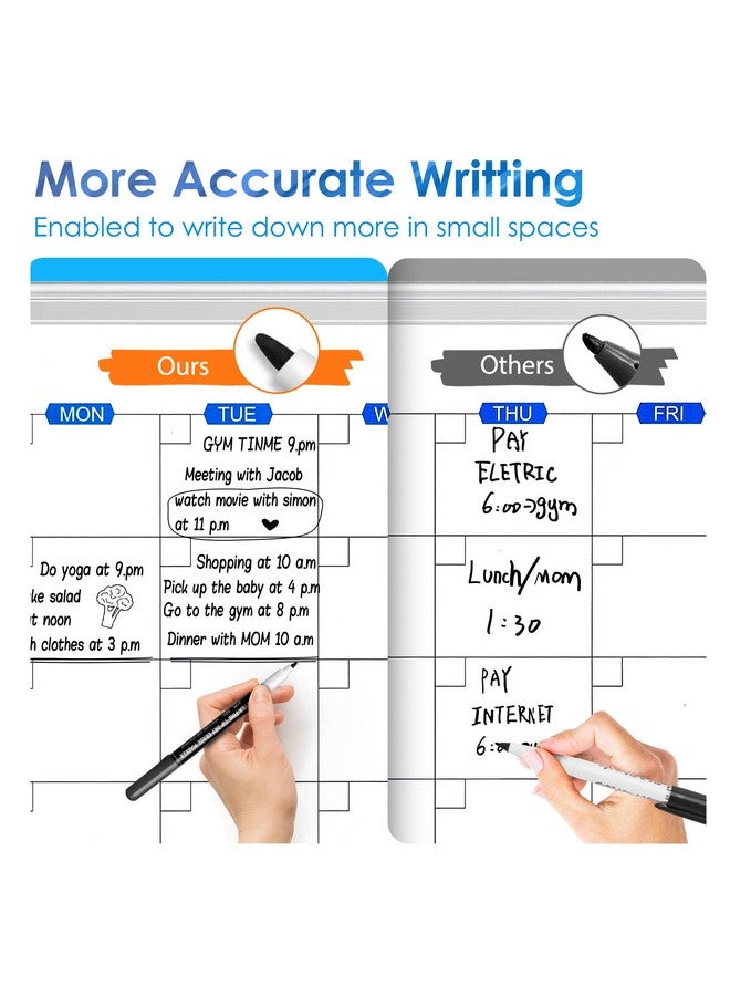 ماكتيك أقلام تحديد قابلة للمسح الجاف باللون الأسود برأس فائق الدقة، 0.7 مم، رائحة منخفضة، رأس دقيق للغاية للتخطيط على السبورة البيضاء، ولوحات التقويم، وعلامات السبورة البيضاء للمستلزمات المدرسية (12 قطعة) - Image 4