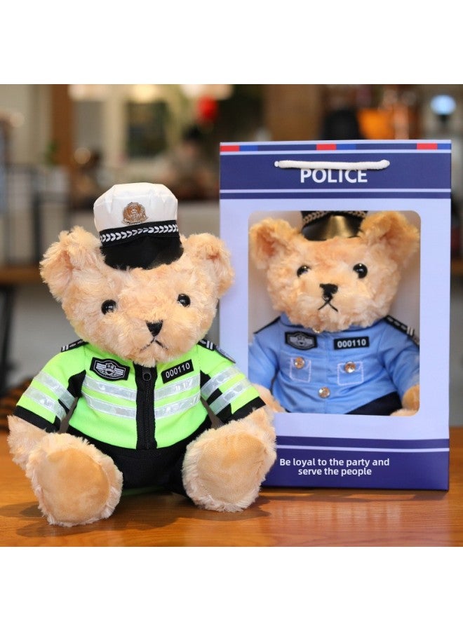 Traffic Police Bear Doll Teddy Bear Plush Toy Doll Special Police Fire Police Bear Police Bear Doll Wholesale-Color:White Fire Bear ]-Height:25cm +exclusive Gift Bag - Image 2